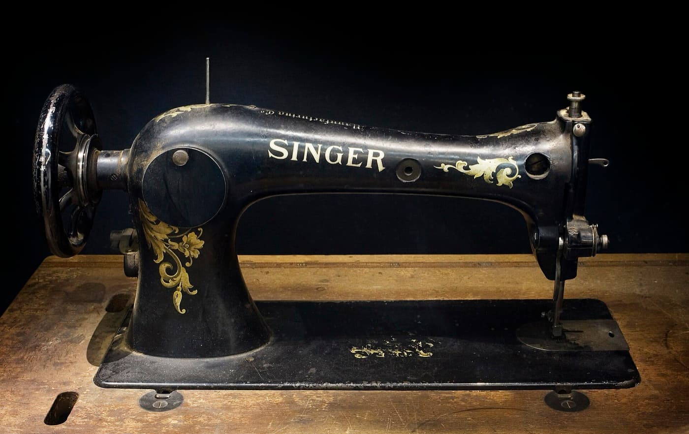 A vintage black Singer sewing machine